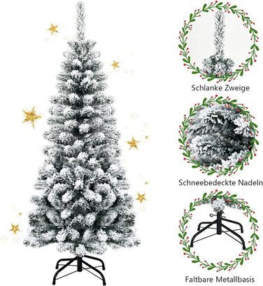 Ялинка-олівець зі снігом 135 см біла COSTWAY