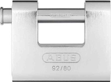 Замок навісний ABUS Monobloc 92/80 (сріблястий) - 8521 - з однаковим ключем - латунний корпус з сталевим покриттям - для автоматів, ролетних решіток та іншого - з потовщеним ригелем - рівень безпеки ABUS 8 - 80 мм, один ключ