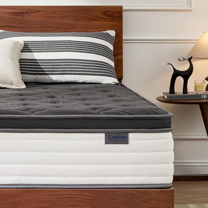 Матрац Coolvie 90x200 см, висота 25 см, ортопедичний та ергономічний пружинний матрац, 7-зонний комфортний пінопласт, рівень жорсткості 3, пружинний сердечник кишенькової форми з ізоляцією руху, сертифікований Oeko-Tex, 90x200x25 см