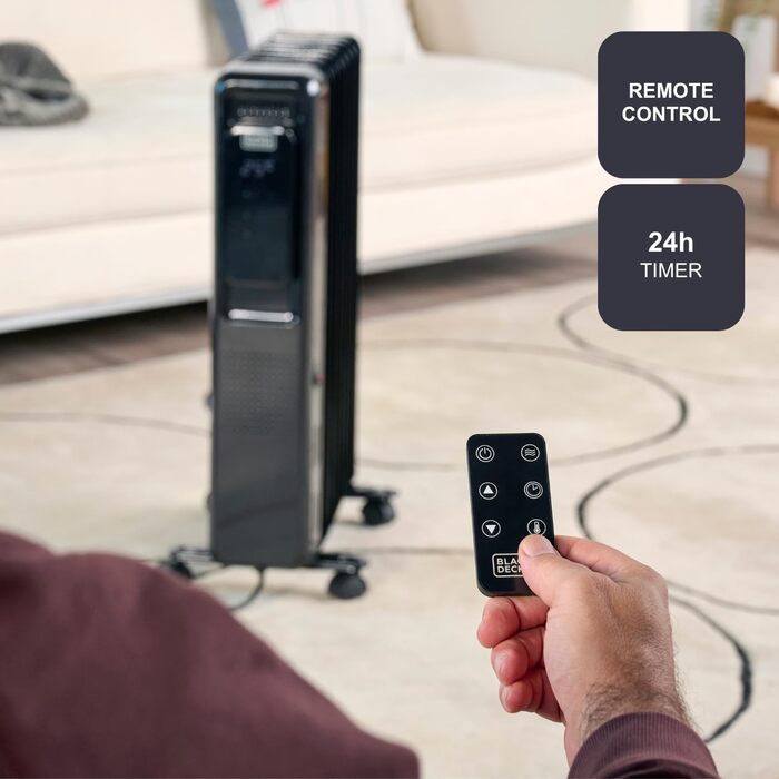 Електронний масляний радіатор 2000 Вт 9 нагрівальних елементів 3 режими нагріву Цифровий дисплей Регульований термостат 24-годинний таймер Ультратихий 2000 Вт 9 елементів, 2001E