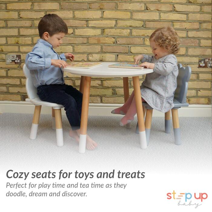 Дитячий стіл і стільці, дитячий ігровий стіл для малюків 2 стільці дерев'яний набір, 2-5 років (круглий)