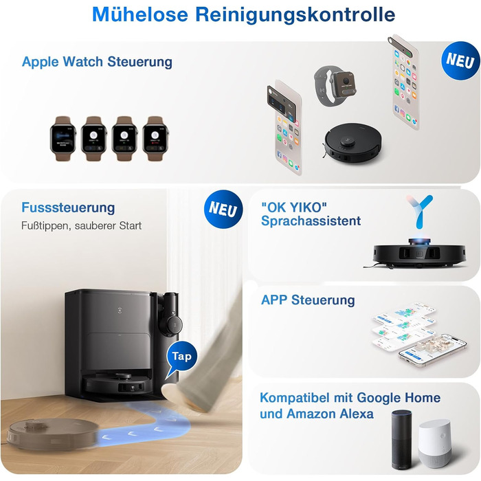 Повний вакуумний робот з функцією миття підлоги, акумуляторний пилосос, універсальна станція для прибирання, 11000 Па, технологія