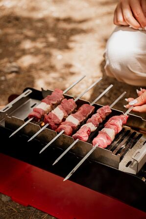 Портативний кемпінговий гриль Fumo M червоного кольору Компактний та розбірний вугільний гриль Легко транспортувати Міцний та практичний для приготування їжі на свіжому повітрі 48x17x11 см (білий)