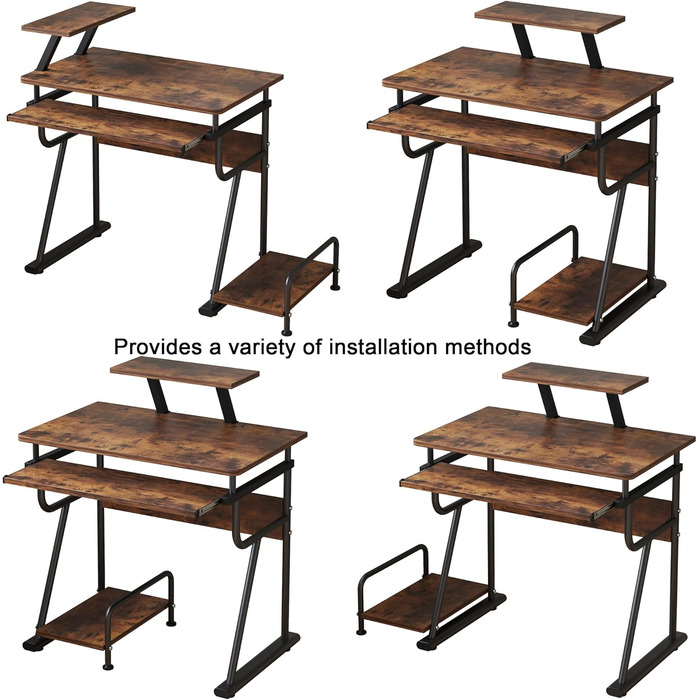 Ігровий комп&39ютерний стіл, невеликий стіл для домашнього офісу з підставкою для монітора, сільський стіл, складна підставка для комп&39ютера, регульоване місце для зберігання, кутовий стіл сучасного дизайну