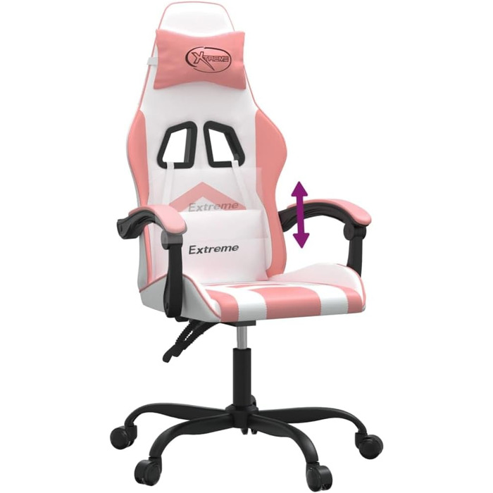 Геймерське крісло, офісне крісло, білий та рожевий, штучна шкіра