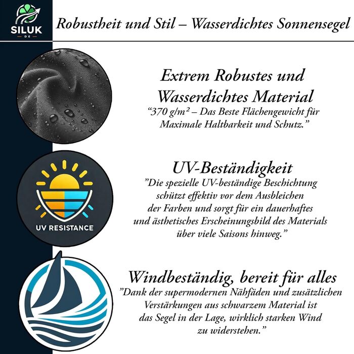 Водонепроникний сонцезахисний навіс для саду з кріпленнями, мотузкою, 100 захист від ультрафіолету (3,6 м x 3,6 м, антрацит) 3,6 м x 3,6 м антрацит