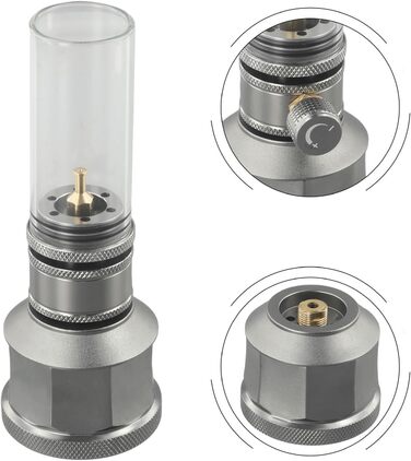 Газовий ліхтар для кемпінгу, ліхтар для пригод на свіжому повітрі, газовий ліхтар, подовжувальна штанга, газовий ліхтар з баком, регульована яскравість (газовий ліхтар з баком)