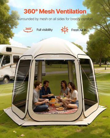 Намет-будинок VEVOR, 3 x 2,8 м, 4-8 осіб, розкладний намет для забезпечення приватності, портативний, екранований, з сумкою для перенесення, сітчастими бортами, кілками для землі, для саду, патіо, заднього двору, активного відпочинку на свіжому повітрі, б
