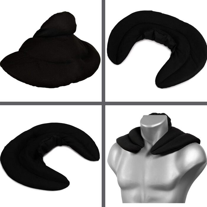 Чорна подушка для шиї зі стійкою - подушка зі спельти - подушка для шиї, подушка з підігрівом - подушка зі зерна та спельти для шиї та плечей