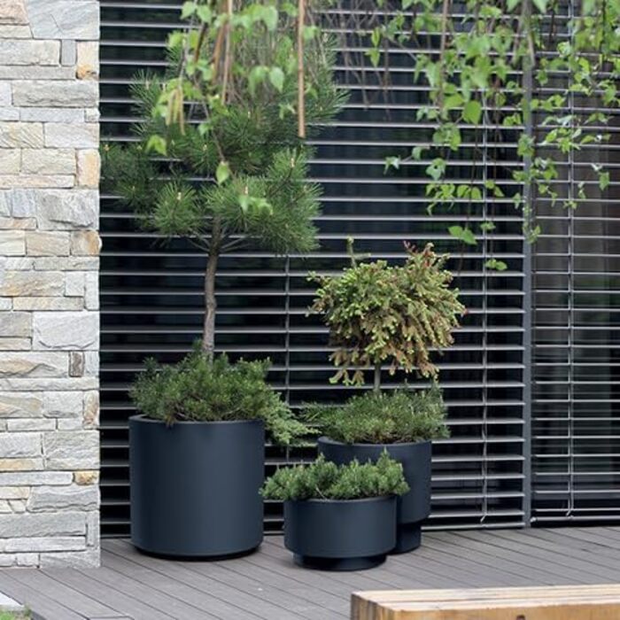 Великий вуличний горщик для квітів - Квітковий горщик із вставкою, Пластиковий квітковий горщик, Великий вуличний квітковий горщик, Горщик для квітів, для саду та балкону (MDBHEN, 30 см Антрацит) 30 см Антрацит Mdbhen