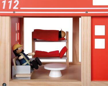 Дитячий ігровий набір small foot Велика пожежна станція з аксесуарами, деталізований дерев'яний конструктор зі світлом та звуком, 20 деталей, для дітей від 3 років, 12703