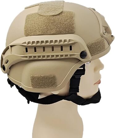 Шолом-бамп, м&39який шолом, 22.05-23.62 дюйма, універсальний розмір, шолом для страйкболу, універсальний шолом для пейнтболу, регульована бічна планка, кріплення для NVG, захисний шолом-бамп для полювання, чорний/пісочний колір