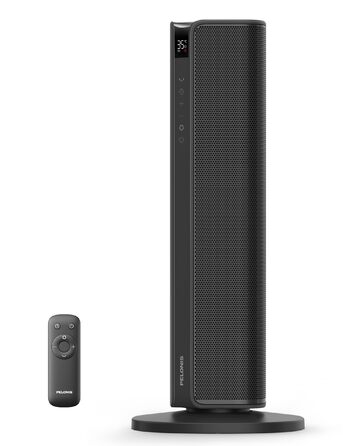 Електричний вентилятор-обігрівач PELONIS Tower Heater 2000 Вт з пультом дистанційного керування, швидкий нагрів 2S, коливання 75, еко-режим, захист від перегріву та перекидання, тихий керамічний обігрівач для спальні та офісу, 23 дюйми, чорний