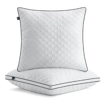 Подушки BedStory 80x80 см, 2 шт., подушки для сну виготовлені з 2 мікрофібр 1500 г, дихаючі та пральні подушки, ідеально підходять для глибокого та спокійного сну, сертифіковані Oeko-Tex, білі та чорні, 80x80 (2 шт.)