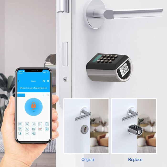 Підходить для дверей товщиною 50-100 мм, 65 Waterproof Electronic Door Lock with RFID card and APP