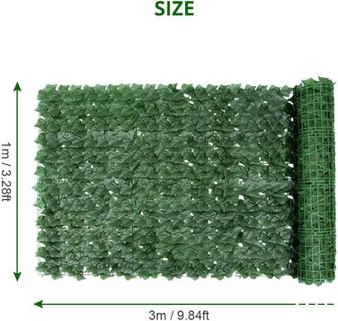 Живоплоти зі штучного плюща Ahageek Екран конфіденційності, огорожа Екран конфіденційності з листям Панелі Рулон для садових живоплотів Балкон Зовнішнє оздоблення 100x300см
