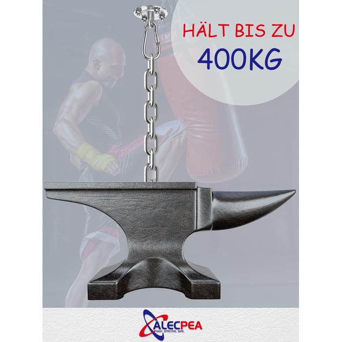 Стельові гачки ALECPEA з нержавіючої сталі для боксерських груш комплект 2 - Вантажопідйомність 400 кг - Вибухозахищене кріплення