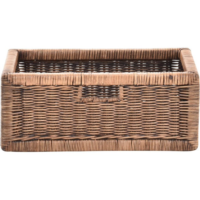 Набір / 2 кошики з полицями, вінтажний коричневий колір, приблизно 42x32x17,5 з дерев&39яною рамкою, ротангова шухляда для шафи для зберігання, комплект ручок для кошиків, 42x32x17,5, вінтажний коричневий колір