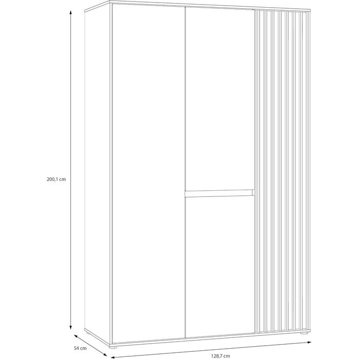 Шафа 120 130, сучасна шафа з рейковим дизайном, 3-дверна, спальня, декор дерева Maulella Oak Kashmir Beige, 128,7 см завширшки x 200,1 см заввишки x 54 см завглибшки