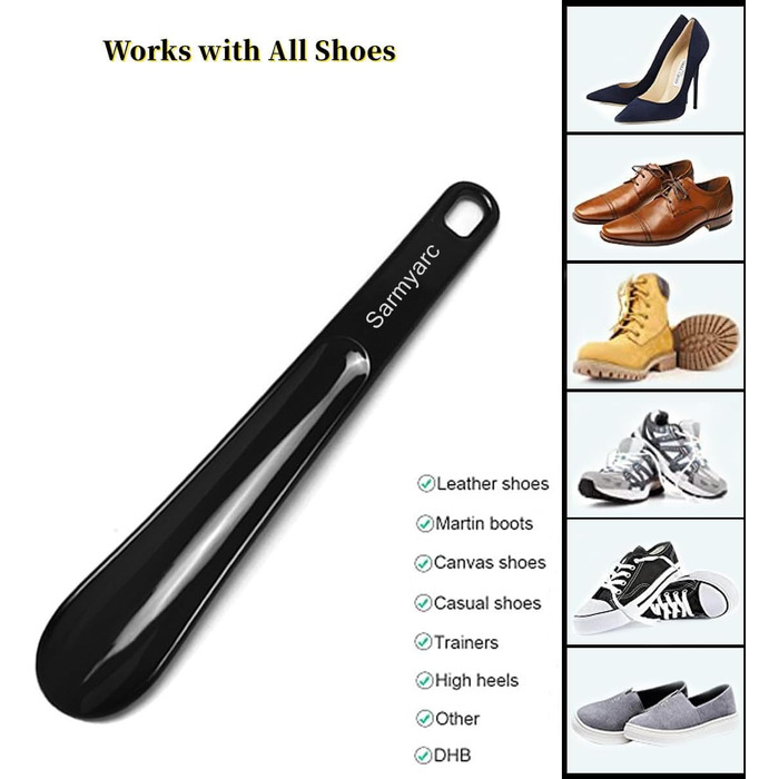 И, пластиковий ріжок, 26 см, ріжок для взуття чоловіки, жінки, люди похилого віку та дітей, портативний для подорожей, чорний/червоний, 1 розмір, 2 шт.