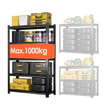 Міцний металевий стелаж 183x90x40 см з 5 регульованими металевими полицями Стелаж для зберігання в підвалі та майстерні Вантажопідйомність до 1000 кг Чорний 183 x 90 x 40 см