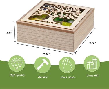 Чайна скринька, чайна скринька - дерев&39яна скринька для зберігання чаю, скринька для чайних пакетиків, чайний ящик для чайних пакетиків, цукру, кавових капсул, контейнер для зберігання з деревом життя та скляною кришкою для огляду, тримач для чайних пак