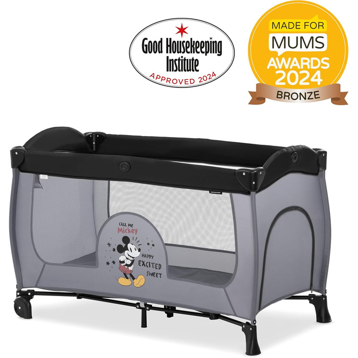 Дорожнє ліжечко Hauck Sleep N Play Center, Міккі Маус, швидко та компактно складається, з пеленальною підкладкою та сумкою для подорожей, 120 см x 60 см, від народження 15 кг SLEEP N PLAY Міккі Маус