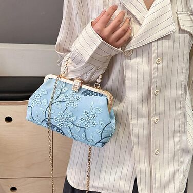 Сатеневий клатч для вечірки та особливих подій, блакитний (08301)