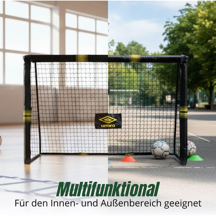Футбольні ворота Umbro - Великі футбольні ворота - Футбольні ворота - Футбольні ворота для саду, дітей та дорослих - Тренувальний футбольний інвентар для приміщень та вулиці - Метал - Чорний/Жовтий 240x160x8 см