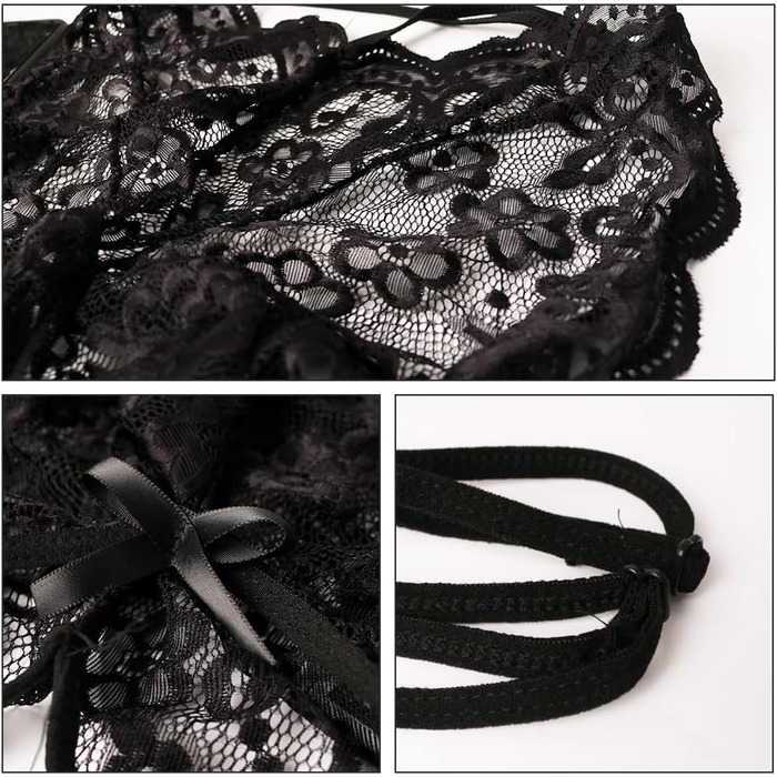 Боді RSLOVE, мереживо з глибоким V-вирізом, чорне, XL–XXL