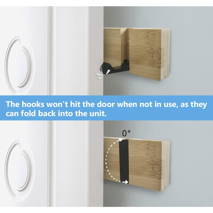 Гачки для пальто настінні сучасні, вішалка дерев'яна складна вішалка бамбукова з 5 рухомими гачками для курток, пальто, шарфів, су