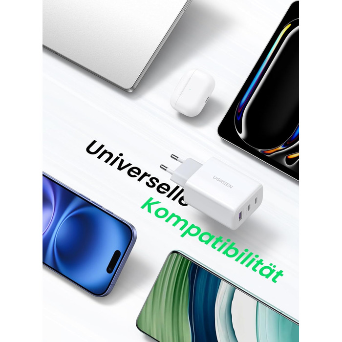 Зарядний пристрій USB C 65 Вт з 3 портами USB-C Блок живлення PPS Fast Charger PD Charger 60 Вт сумісний з MacBook Pro/Air, iPad P