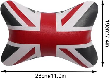 Подушка для шиї автомобіля Facynde Union Jack - подушка для шиї автомобільних сидінь Union Jack Flag Pattern - PU шкіра PP бавовна Зручна підтримка шиї Британська