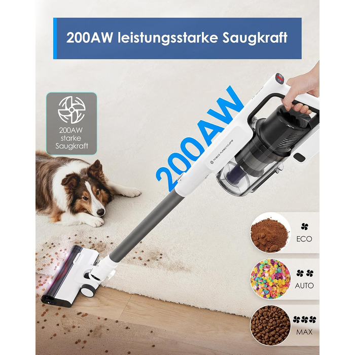 Акумуляторний пилосос Tineco A30S, потужність всмоктування 200AW, ZeroTangle, PureCyclone