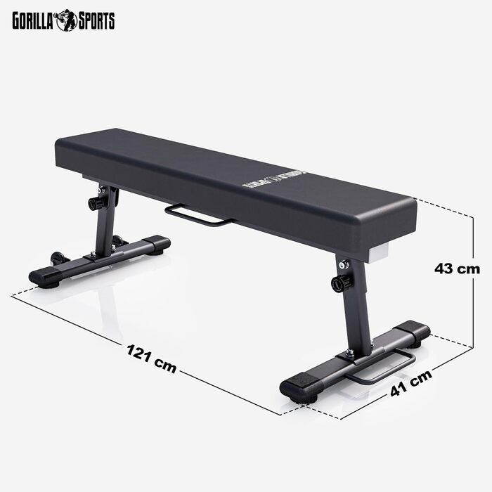 Лава для штанги - Складана, Плоска, Суцільна, до 400 кг, Чорна - Плоска лава, Тренувальна лава, Фітнес-лава, Лава для жиму лежачи для дому