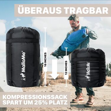 Спальний мішок MalloMe для активного відпочинку - Спальний мішок для дорослих та дітей - Зимовий спальний мішок, Спальні мішки, Кемпінговий спальний мішок, Спальний мішок-ковдра - Зимовий спальний мішок - Легкий, Портативний, Теплий, Спальні мішки-ковдри 