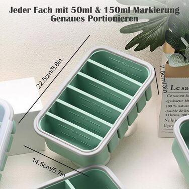 Контейнери для заморожування супів, 2 шт., силіконові лотки для заморожування на 6 відділень з кришками, герметичні та герметичні, підходять для супу, дитячого харчування, кубиків льоду, бульйону, соусу або масла, контейнери для заморожування кубиків льод