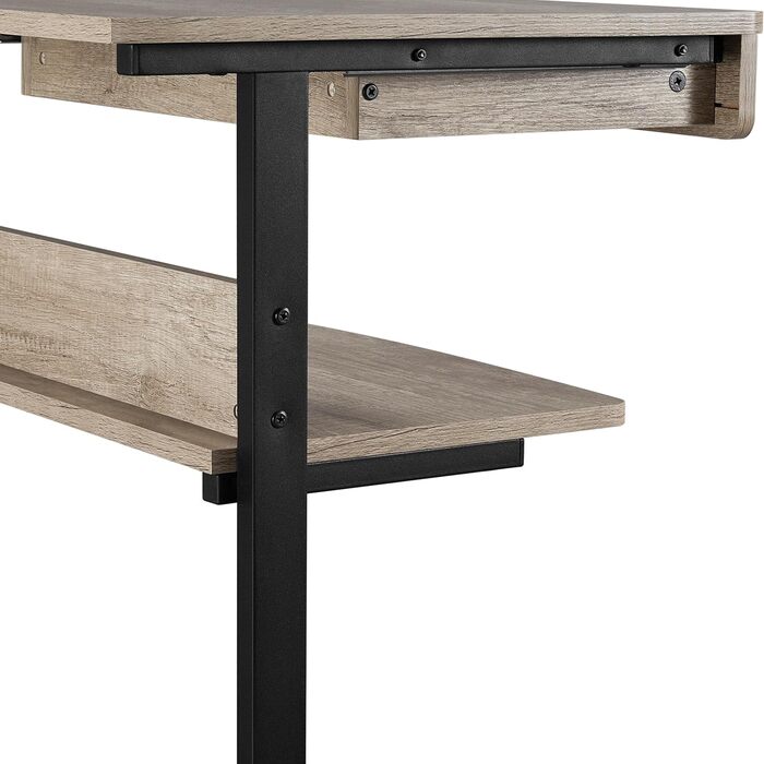 Комп&39ютерний стіл на колесах, Офісний стіл з лотком для клавіатури та відкритим відділенням, Промисловий дизайн, 56 x 51 x 79 см, для домашнього офісу, кабінету, сірий