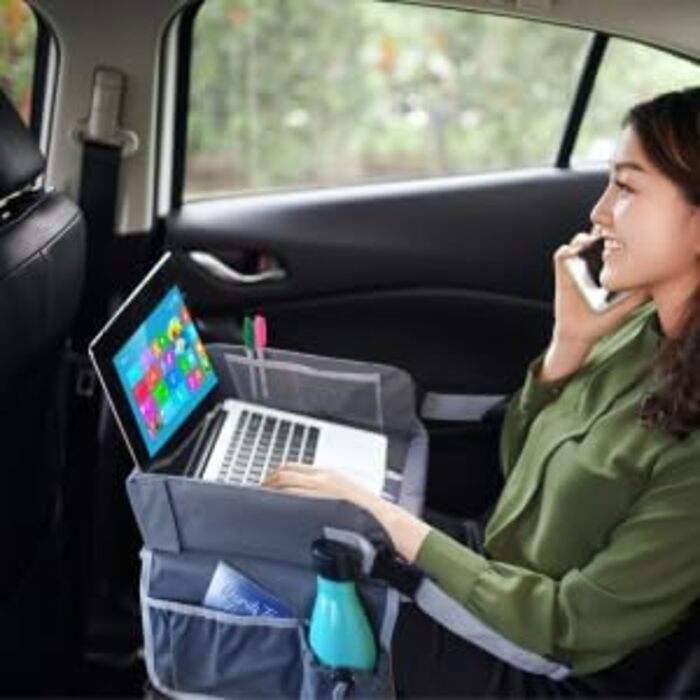 Мобільний робочий столик на коліна, дорожній столик для ноутбука та планшета. Зручний для подорожей, навчання та роботи. В комплекті сумка для зберігання, регульований ремінь та чохол для планшета (підходить для ноутбуків до 15.6 дюймів), колір темно-сині