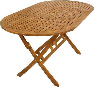 Садовий стіл DEGAMO, розкладний стіл, сільський стиль, 85x160 см, акація, коричневий олійний, сертифікований FSC, складаний, для вулиці
