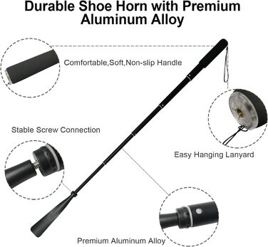 Довгий ріжок для взуття - телескопічний 38 см 94 см, алюмінієвий сплав, довгий ріжок для взуття, металевий довгий ріжок для взуття
