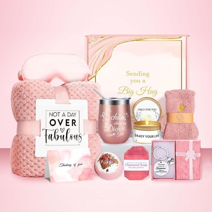 Подарунки для жінок, подарунковий набір на день народження для жінок з винним келихом з нержавіючої сталі об&39ємом 12 унцій та затишною ковдрою, натхненні різдвяні подарунки для найкращої подруги, мами, сестри, дружини