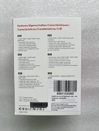 Відеореєстратор VIOFO A119 V3 2K 60 кадрів в секунду з GPS, 24-годинний буферний режим паркування автомобільна камера, тільки передній екран 2560x1600P, Quad HD IMX355 5MP сенсор HDR, міні-відеореєстратор нічного бачення, ширококутна автомобільна камера 1