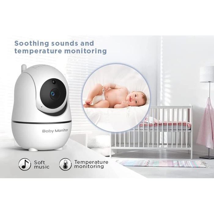 Камера радіоняні Matosio, відеоняня, великий РК-екран 7 дюймів HD, дитяча камера 355 PTZ, нічне бачення, функція VOX, акумулятор 4