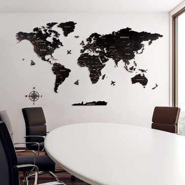 Карта світу настінне оздоблення з дерева, чорна карта світу карта подорожей настінне оздоблення настінне мистецтво для офісу, віта