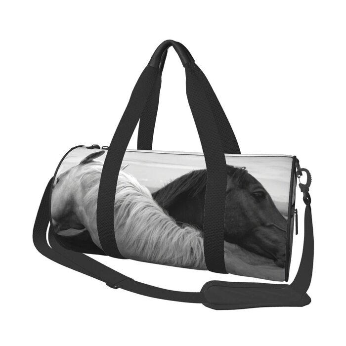 Спортивна дорожня сумка Білий кінь та Чорний кінь, унісекс, велика спортивна сумка-мішок