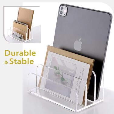 Акрилова папка для документів SANRUI, 3 вертикальні відділення, прозорий вертикальний тримач для листів, багатофункціональний, для офісу, дому, школи