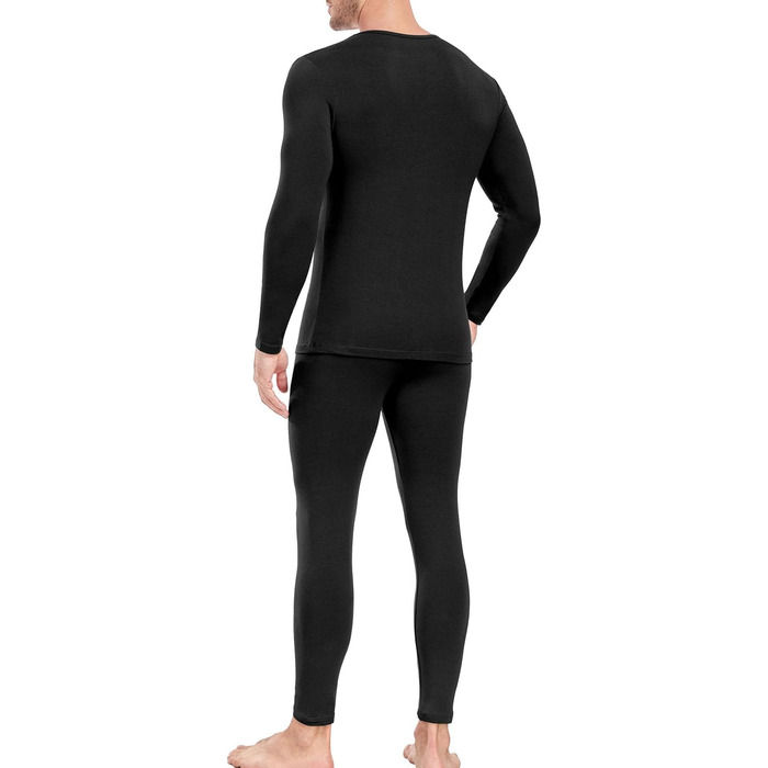 Чоловічий комплект термобілизни Wirarpa, бавовна, легкий, м&39який термобілизняний комплект та майка з довгими рукавами та довгі труси, чорний, L