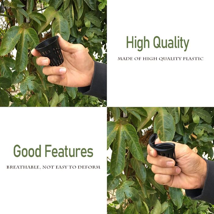 Сітка для рослин для гідропоніки, сітка для горщиків для гідропоніки, чашка для гідропоніки, пластик, чорний, 50 шт.