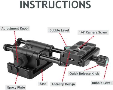 Повзунок Diyeeni Focus Rail, повзунок макрофокусування для панорамної та макрозйомки, макрорейка стабілізатора штатива для UNC1/4, отвір для гвинта 3/8 дюйма, чорний